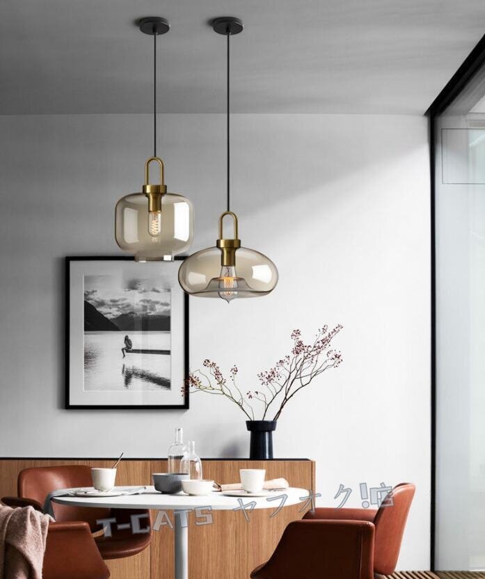 ☆新品ペンダントライト ガラス 口金E27 電球非付屬 インテリア照明 北歐風(fēng) ダイニング リビング 照明器具1燈 スタイルB