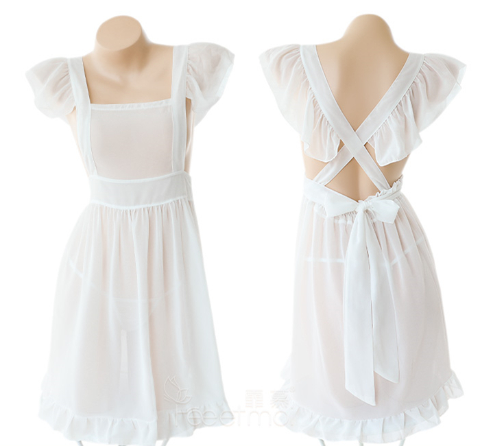 LDL3280# супер sexy симпатичный meido способ шифон baby doll One-piece Ran Jerry Night одежда костюмы белый 