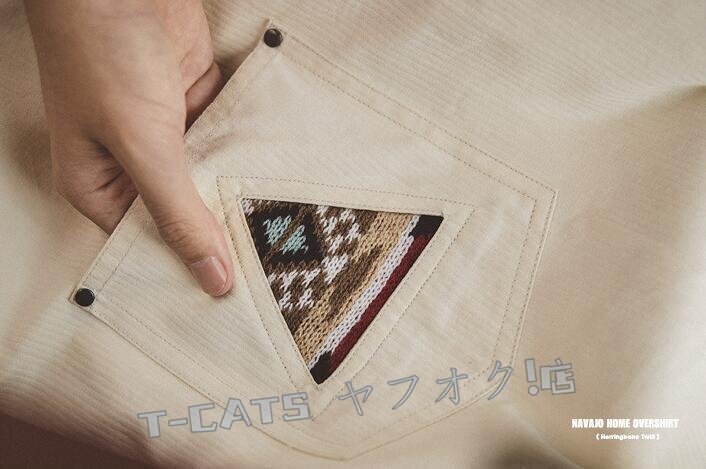 ☆新品胸元のブランケットパッチがポイント ヴィンテージ復(fù)刻コットンピケ ティピ柄シャツ 長袖 インディアン柄 アメカジ L