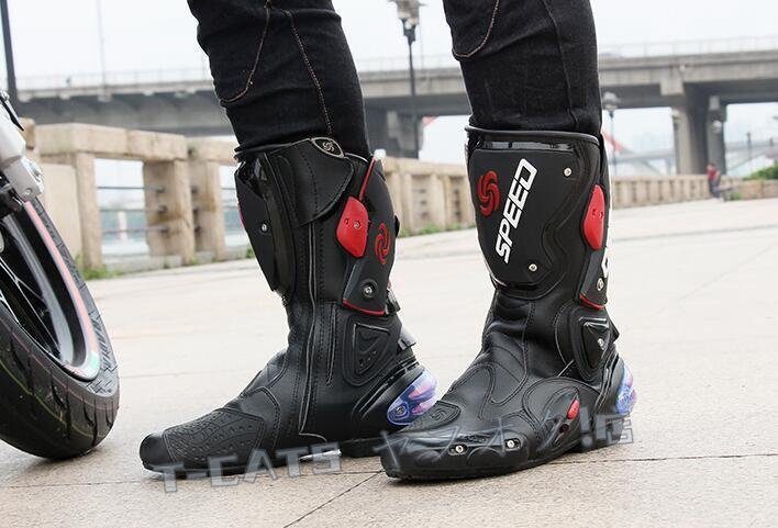 ☆新品バイク用ブーツ バイク靴 レーシングブーツ PRO SPEED バイク用レーシングブーツ オートバイ靴 （26.5-27cm）43サイズ 赤