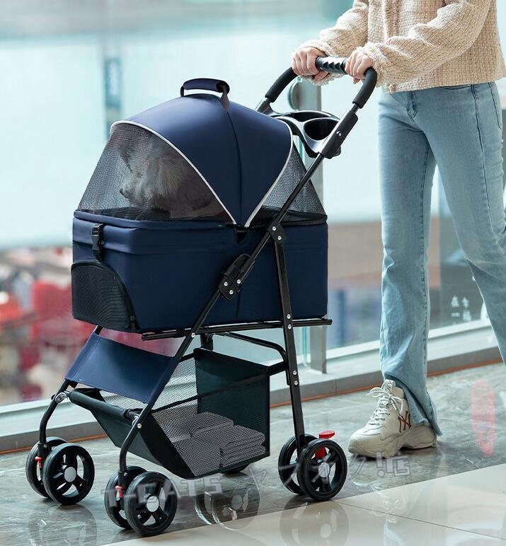 ☆新品ペットカート 折りたたみ 軽量 ペット4輪ホルダー収納耐荷重15kg中型犬小型犬介護(hù)用散歩用犬貓カートシニア犬グリーン