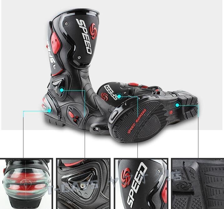 ☆新品バイク用ブーツ バイク靴 レーシングブーツ PRO SPEED バイク用レーシングブーツ オートバイ靴 （26.5-27cm）43サイズ 赤