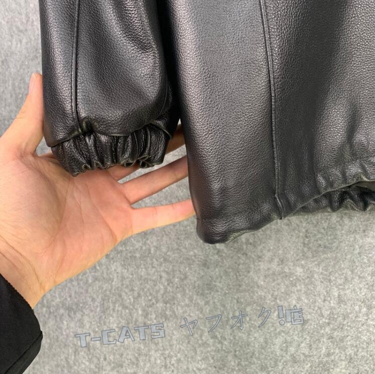 ☆新品レザージャケット 上品　カジュアル　本革 牛革　　ライダースジャケット 　革ジャン Ｓ～3XL　黒