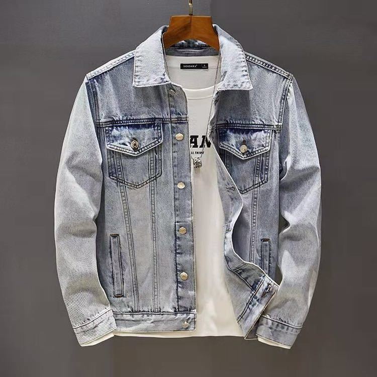 LDL1345# новый товар мужской Denim жакет жакет вышивка G Jean джинсовый жакет джемпер внешний M~5XL большой размер есть голубой 