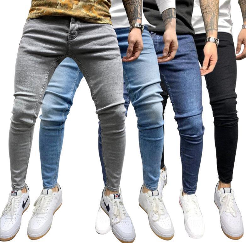 LDL3372# ジーンズ メンズ　デニムパンツ 　ジーパン ストレッチ スキニーパンツ ロング丈 ウォッシュ ボトムス ダメージ加工新品　S～3XL