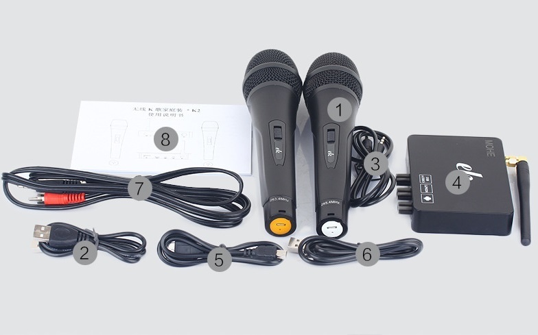 WJ411#ワイヤレスカラオケ プレーヤー オーディオミキサーマイク２本 家庭用 デジタルサウンドシステム 音楽