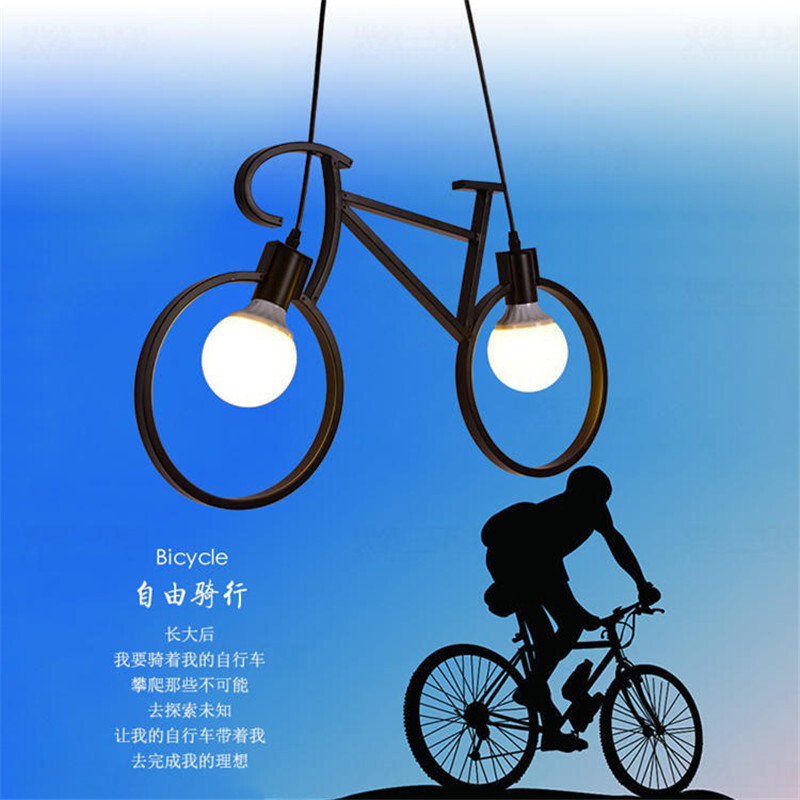LDL598#彡 自転車タイプのペンダントライト ぶら下げ ランプ アンティーク モダン 吊り下げ かっこいい【黒】