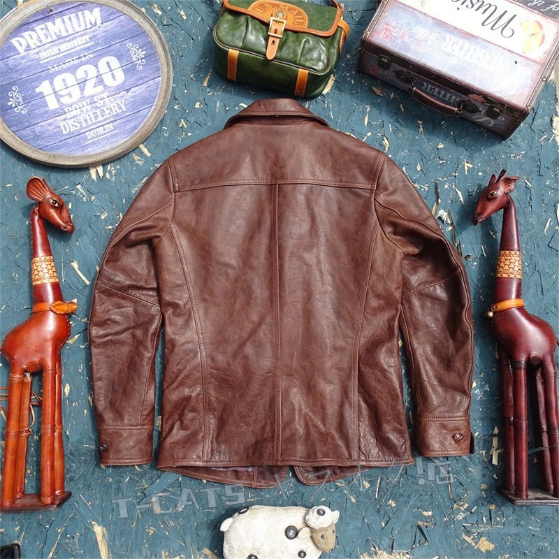 ☆新品レザージャケット 上品　　本革　馬革　1.2mm ライダースジャケット 革ジャン Ｓ～5XL　ブラウン
