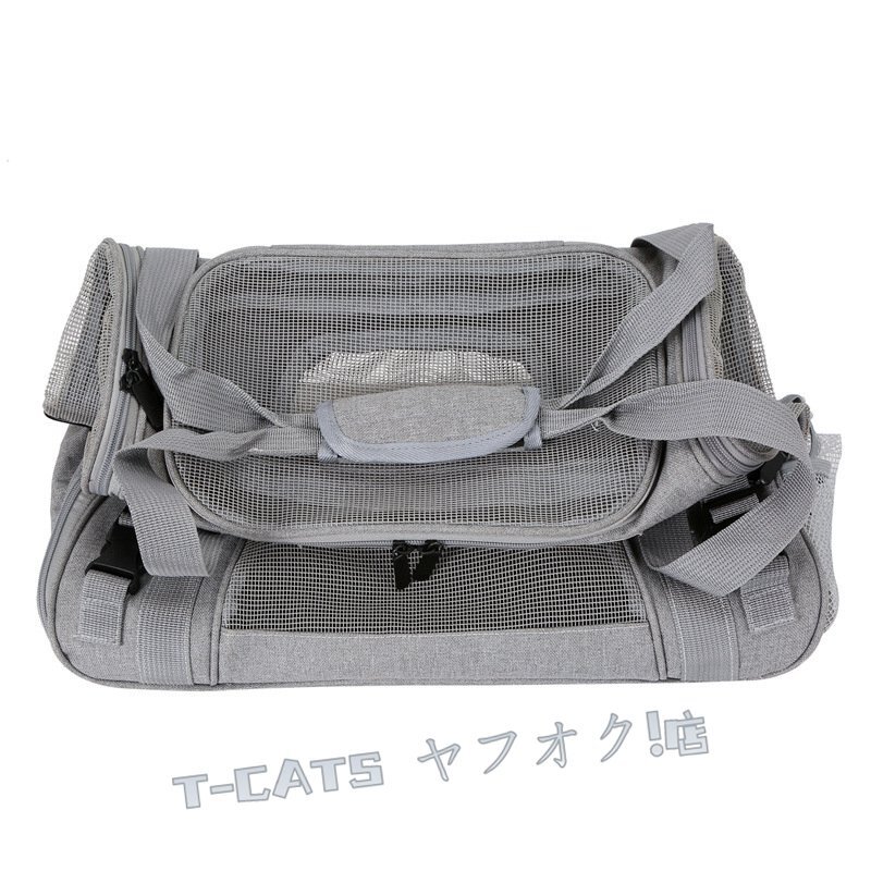 ☆新品キャリーバッグ ペットキャリー ショルダー 手提げ 貓 小型犬 お灑落 通気性 旅行 通院 3way 灰/赤 お色選択可