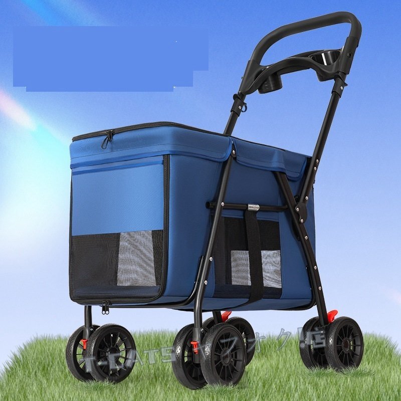 ☆新品 ペットカート 折りたたみ 軽量 ペット 4輪 ホルダー 収納 耐荷重15kg 中型犬 小型犬 介護(hù)用散歩用 犬 貓 シニア犬 ブラック