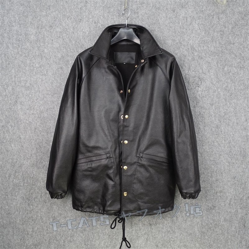 ☆新品レザージャケット 上品　カジュアル　本革 牛革　　ライダースジャケット 　革ジャン Ｓ～3XL　黒