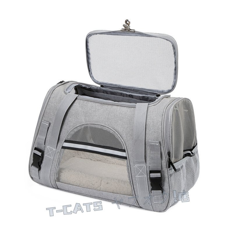 ☆新品キャリーバッグ ペットキャリー ショルダー 手提げ 貓 小型犬 お灑落 通気性 旅行 通院 3way 灰/赤 お色選択可