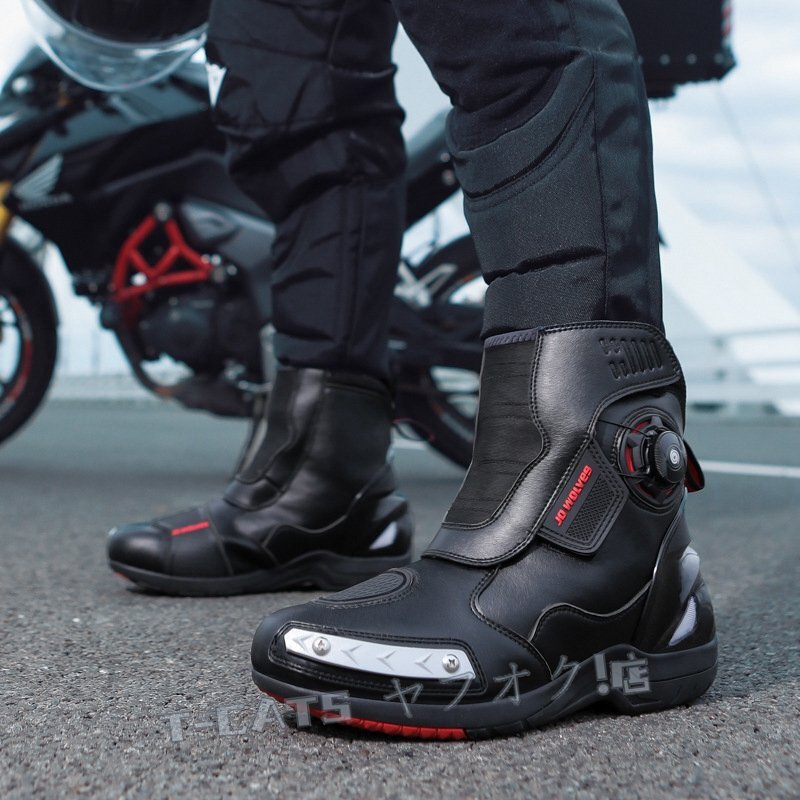 ☆新品バイクシューズ バイク用ブーツ メンズ ライディングシューズ モトクロス ハイカット 通気性 オートバイ靴 防水 ブラック