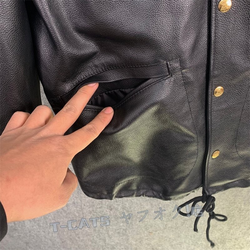 ☆新品レザージャケット 上品　カジュアル　本革 牛革　　ライダースジャケット 　革ジャン Ｓ～3XL　黒