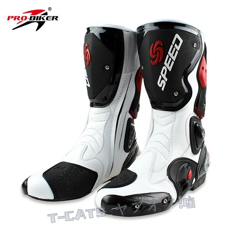 ☆新品バイク用ブーツ バイク靴 レーシングブーツ PRO SPEED バイク用レーシングブーツ オートバイ靴 （26.5-27cm）43サイズ 赤