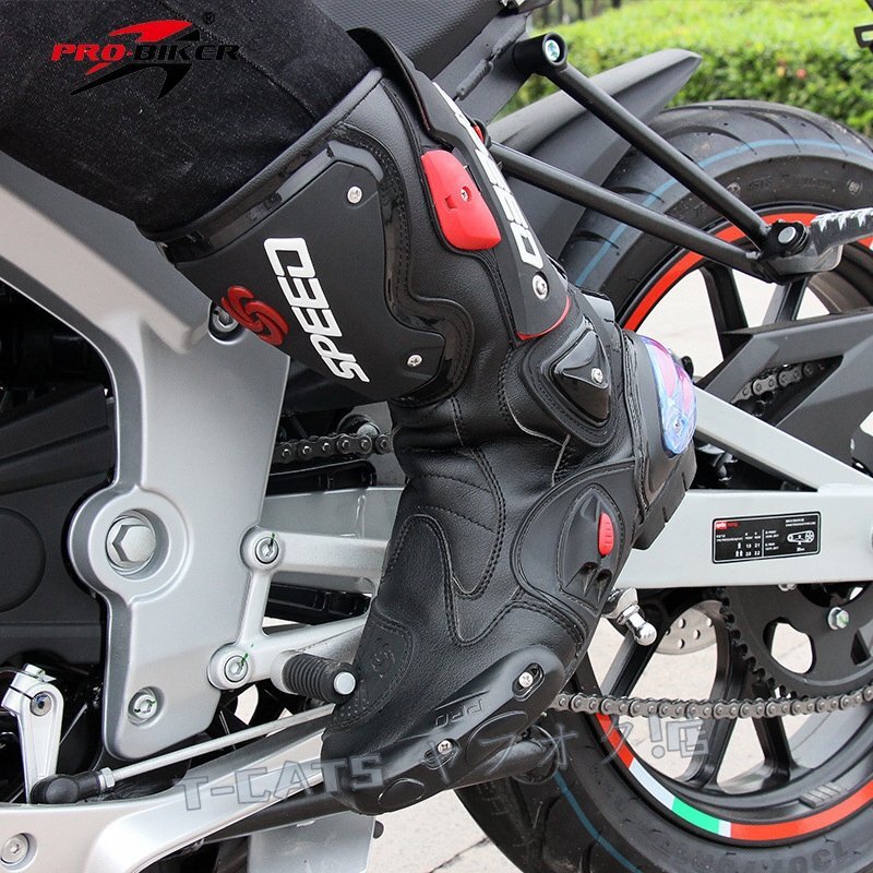 ☆新品バイク用ブーツ バイク靴 レーシングブーツ PRO SPEED バイク用レーシングブーツ オートバイ靴 （26.5-27cm）43サイズ 赤