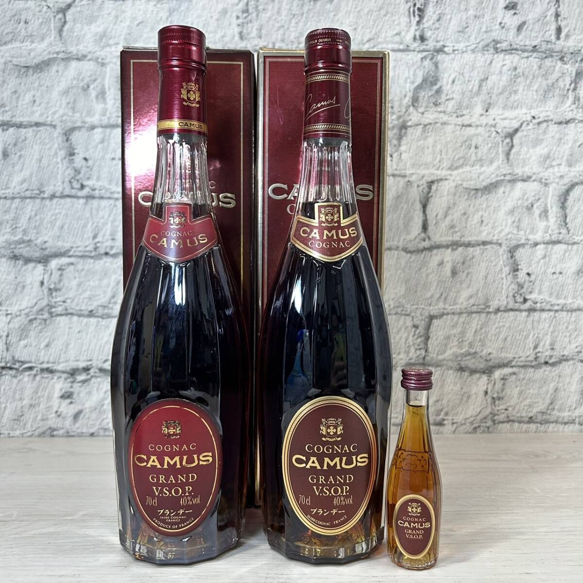 【YH-0380】未開封保管品 CAMUS GRAND V.S.O.P. カミュ グランドVSOP ブランデー コニャック 700ml 40% 2本セット ミニボトル付