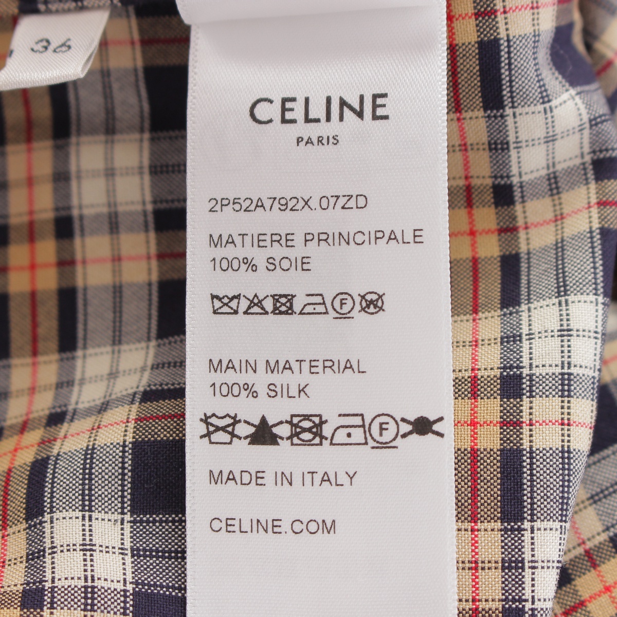 【CELINE】1名様限定!lady's チェック柄 スラックスパンツ セリーヌ 24年 シルク トリオンフ チェック柄 ストレート パンツ