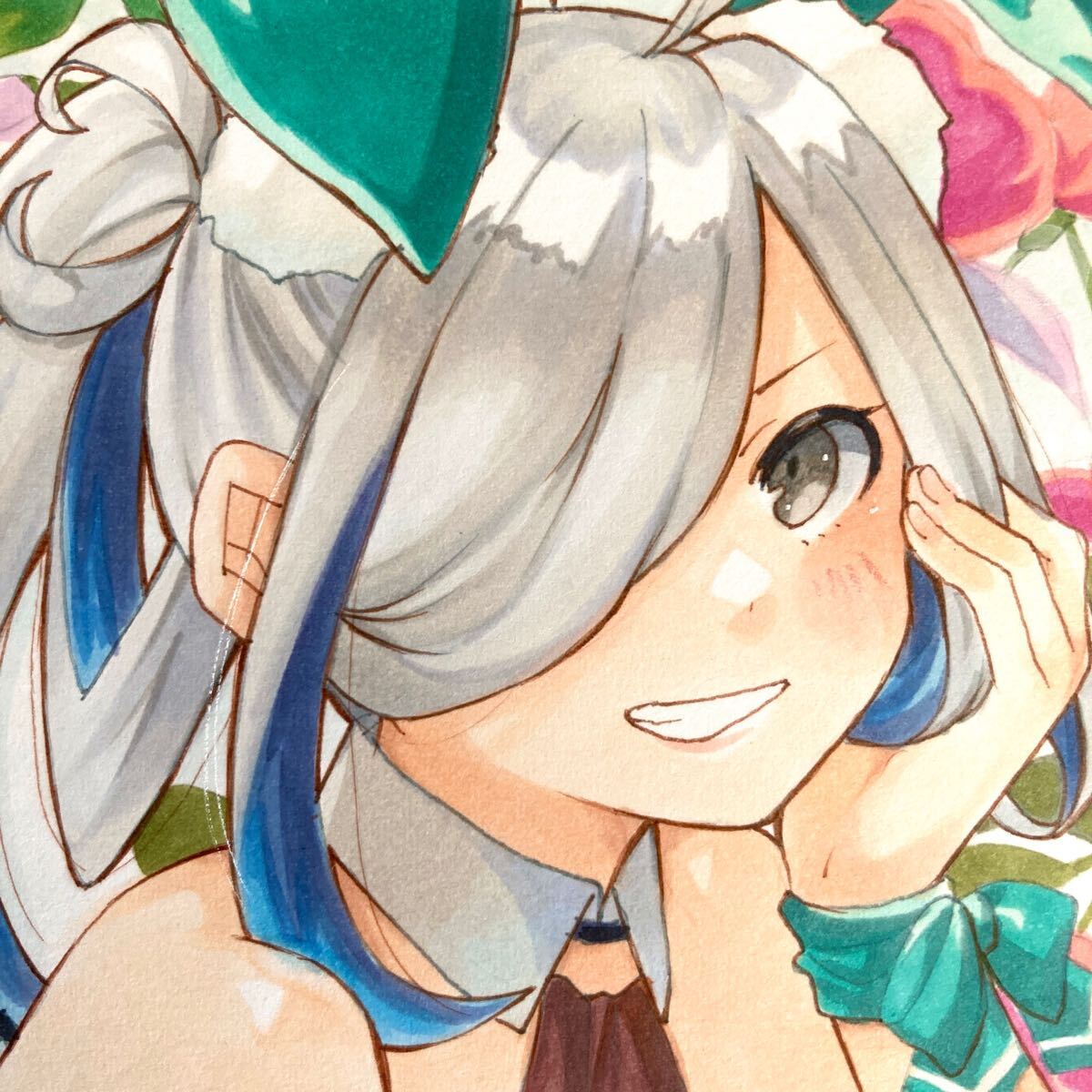 手描きイラスト 艦これ　朝霜　バニー