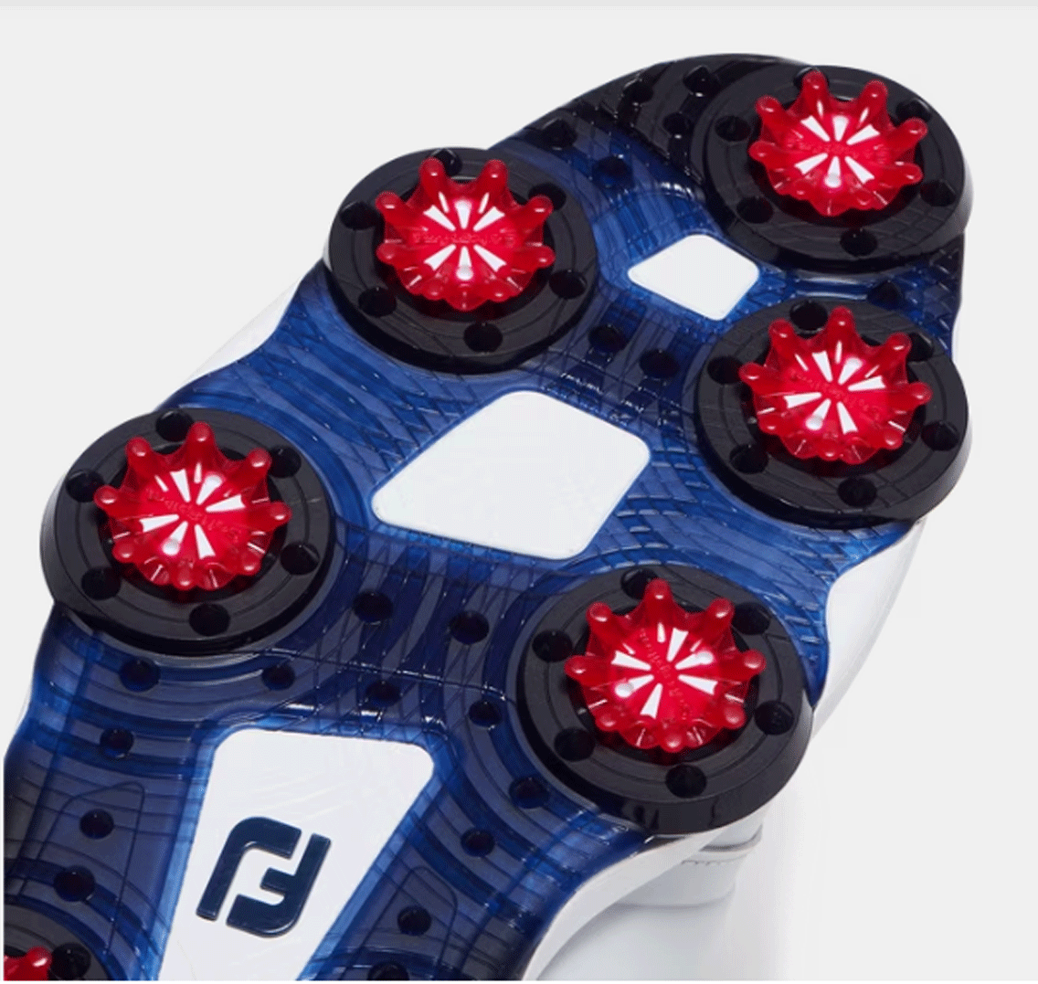 新品■フットジョイ■2024.2■ツアーアルファ トリプル ボア スパイク■#55547■ホワイト／ネイビー／レッド■26.5CM■W:EE~EEE■正規(guī)品