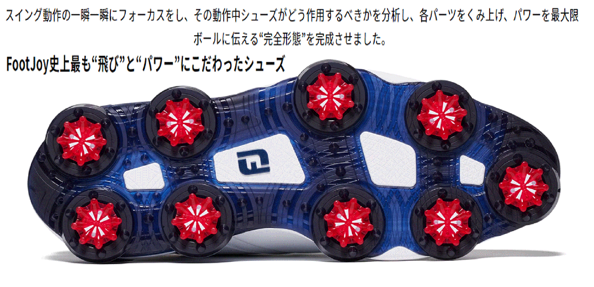 新品■フットジョイ■2024.2■ツアーアルファ トリプル ボア スパイク■#55547■ホワイト／ネイビー／レッド■26.5CM■W:EE~EEE■正規(guī)品