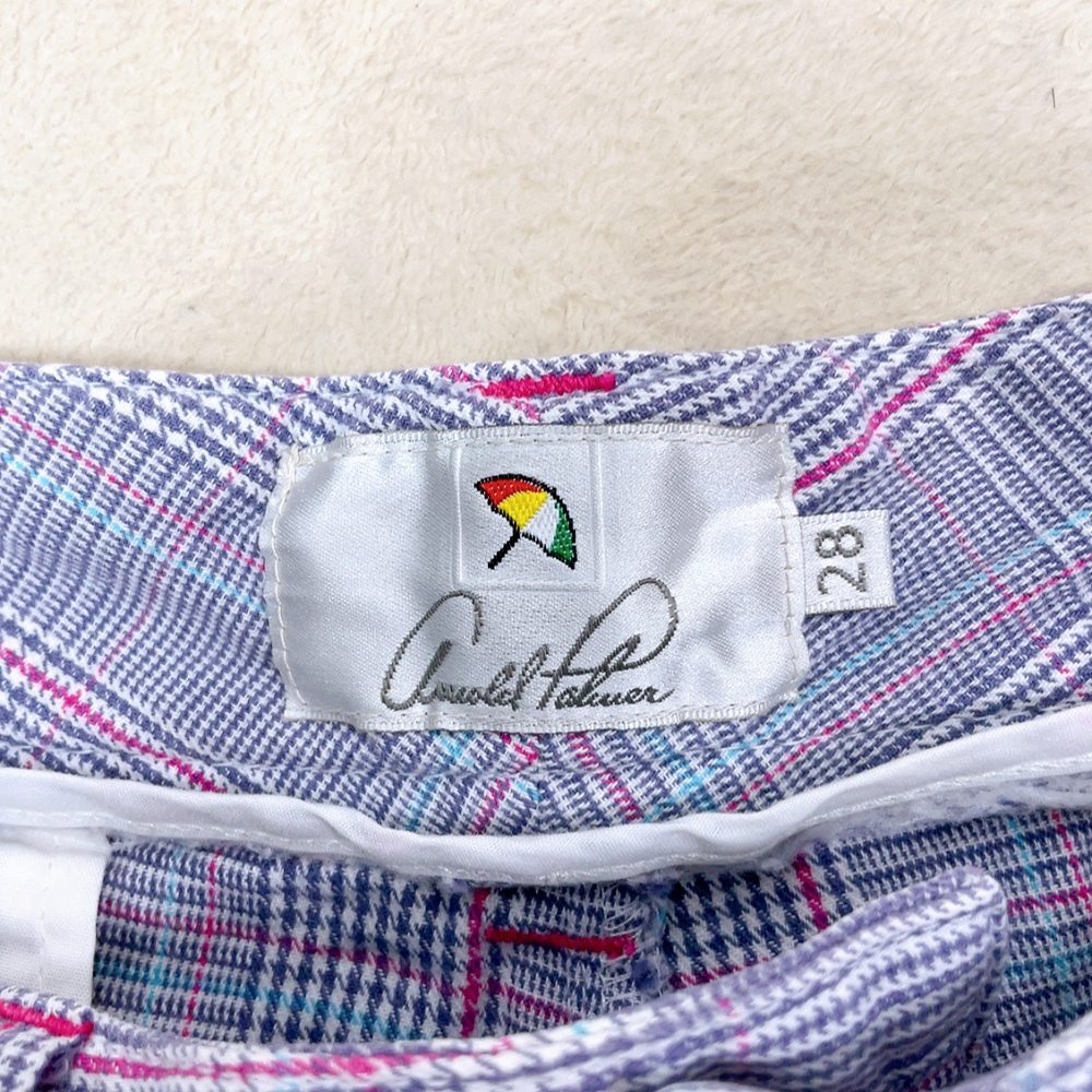 【美品】Arnold Palmer アーノルドパーマー カジュアル スタイリッシュ チェック柄ハーフパンツ ショート ジップフライ グレー も15
