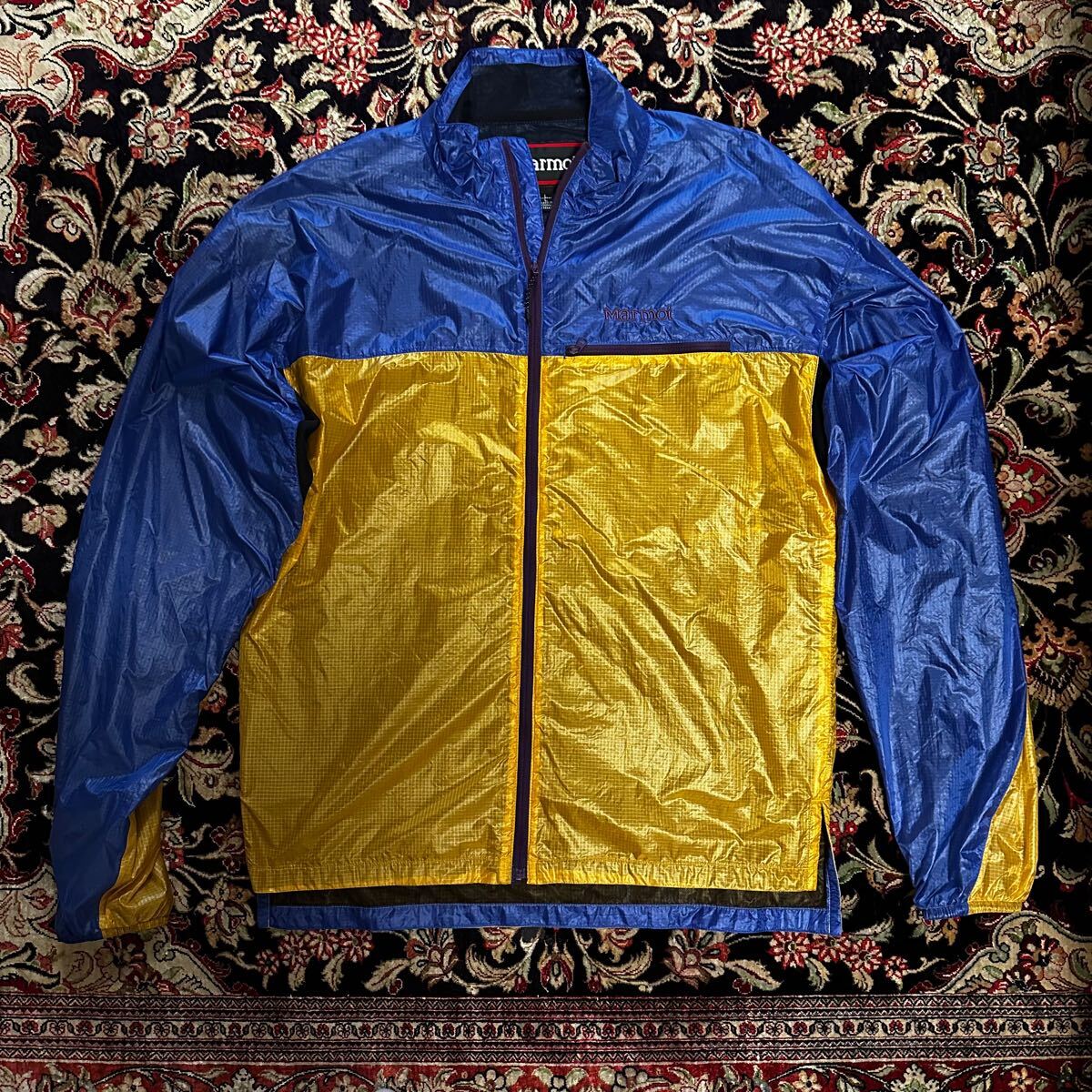【美品】Marmot マーモット Driclime Windshirt 15デニールドライクライムウィンドシャツ YLBL イエロー／ブルー L ナイロンジャケット