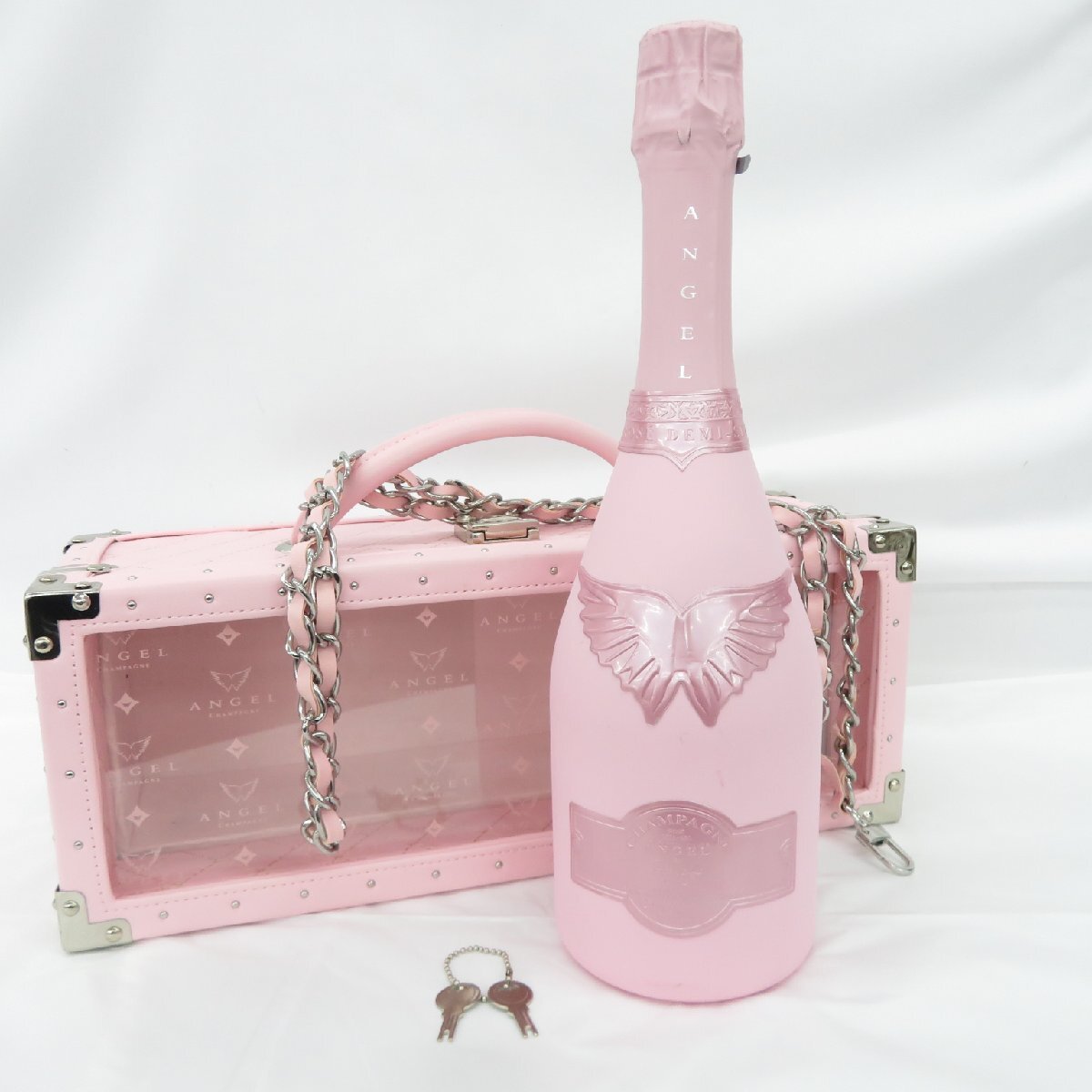 1円～【未開栓】ANGEL エンジェル ドゥミセック ロゼ ピンク レザータイプ シャンパン 750ml 12.5% ケース付 11682703 1003