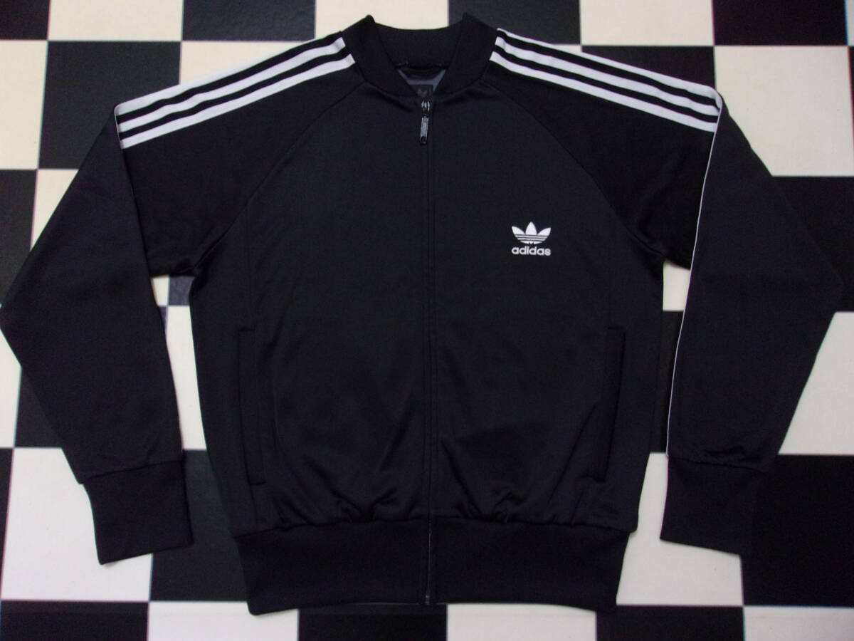 adidas 黒×白 ジャージ L (J 2XOT) アディダス 丸首 スリーライン 三つ葉 トラックジャケット スポーツウエア ストリート系 ATP run dmc