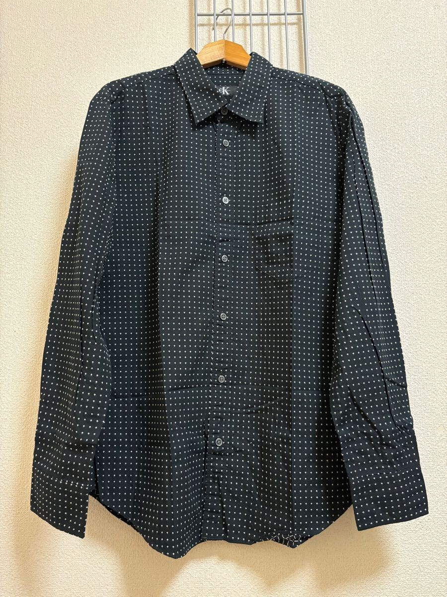 ［Calvin Klein］カルバンクライン　 長袖シャツ　柄　ブラック系　XL 0241018-668