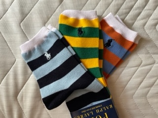 新品★POLO ラルフローレン★ソックス★21・22・23m★3色セット★マーク刺繍★カラフルボーダー★マーク刺繍★靴下★RALPHLAUREN