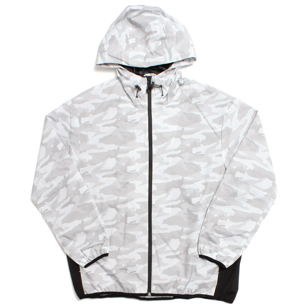 【新品】 4L ホワイトカモフラ パーカー マウンテンパーカー メンズ 大きいサイズ 防風 撥水加工 ストレッチ アウトドア 切替 スタンド_画像3