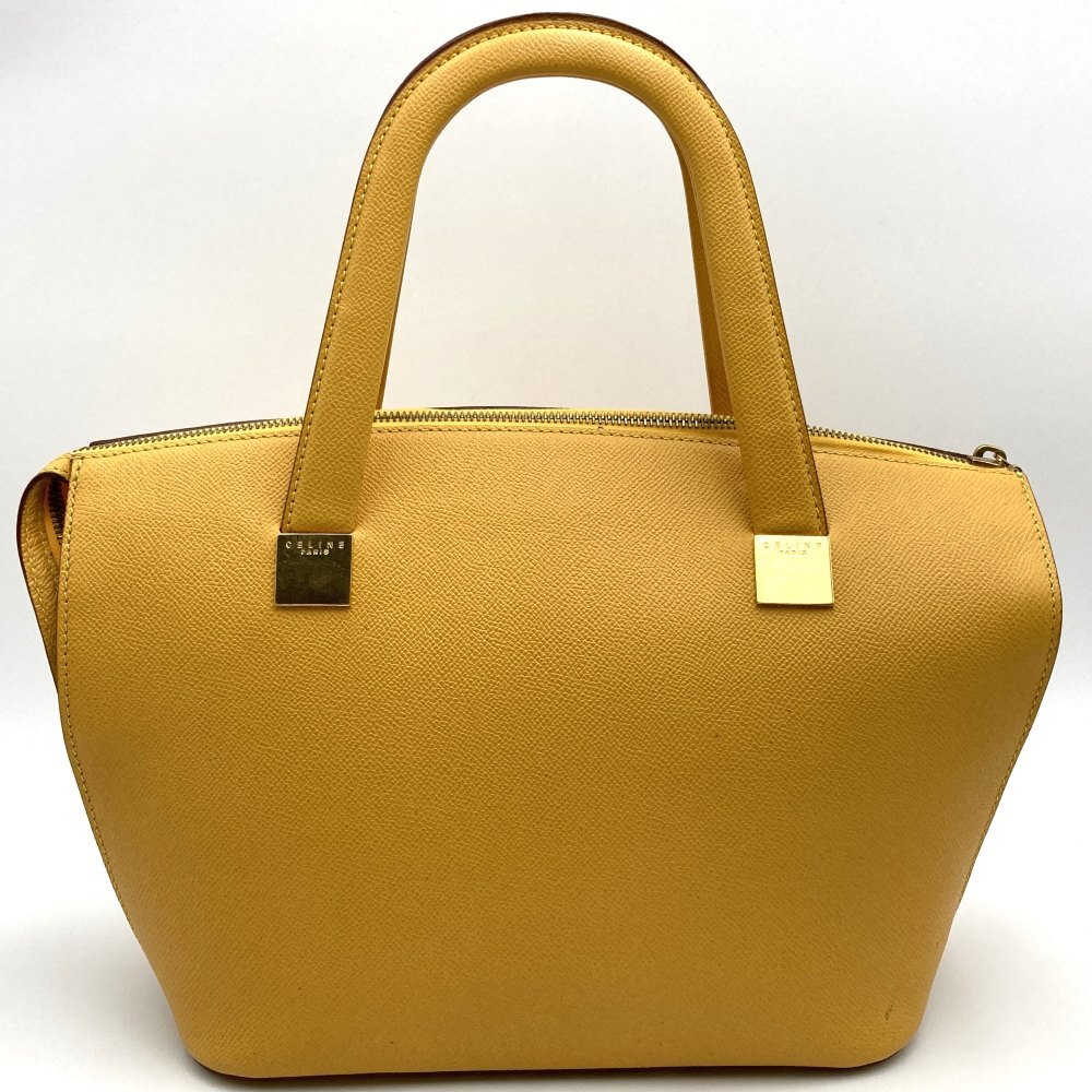 10％OFF!!!セール【6/11まで】CELINE セリーヌ MC97 2 ハンドバッグ 2WAY ショルダーバッグ イエロー 黃色 レザー