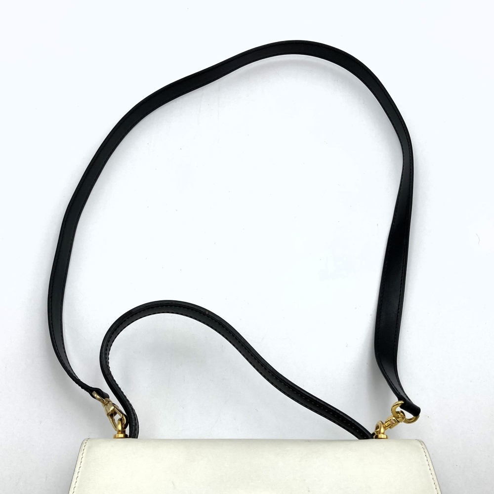 CELINE Celine 2WAY ручная сумочка сумка на плечо Circle Logo кожа bai цвет белый × черный женский мода 