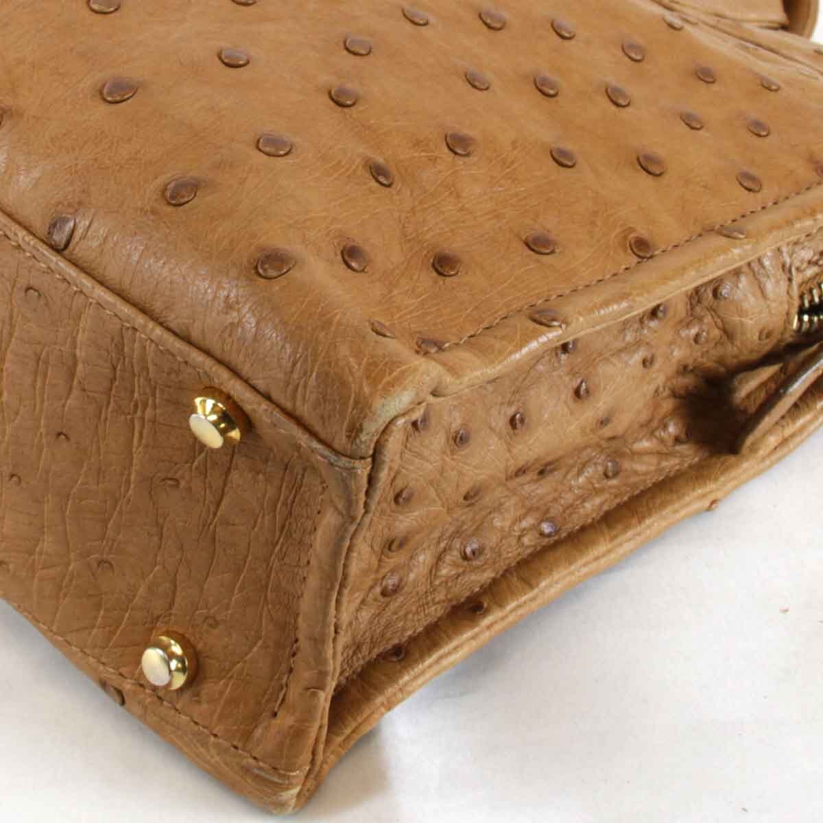 『USED』 ハンドバッグ ブラウン オーストリッチ