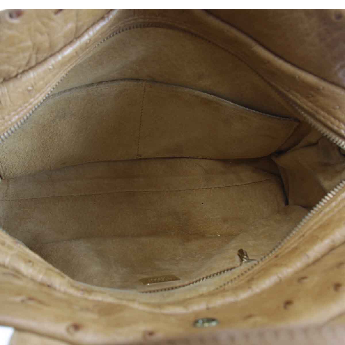 『USED』 ハンドバッグ ブラウン オーストリッチ