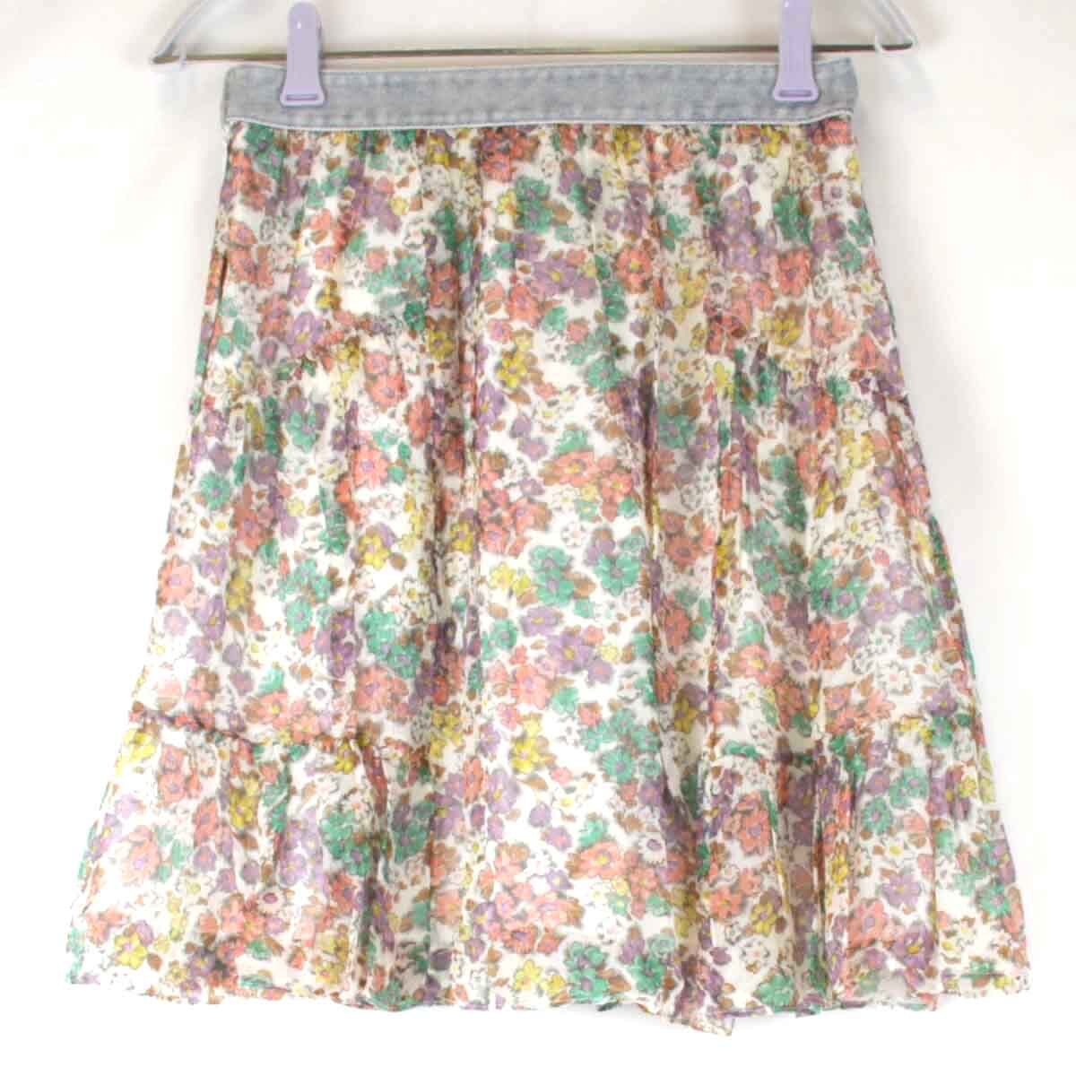 美品『USED』 COACH コーチ デニム/花柄スカート スカート マルチカラー シルク/ポリエステル /コットン
