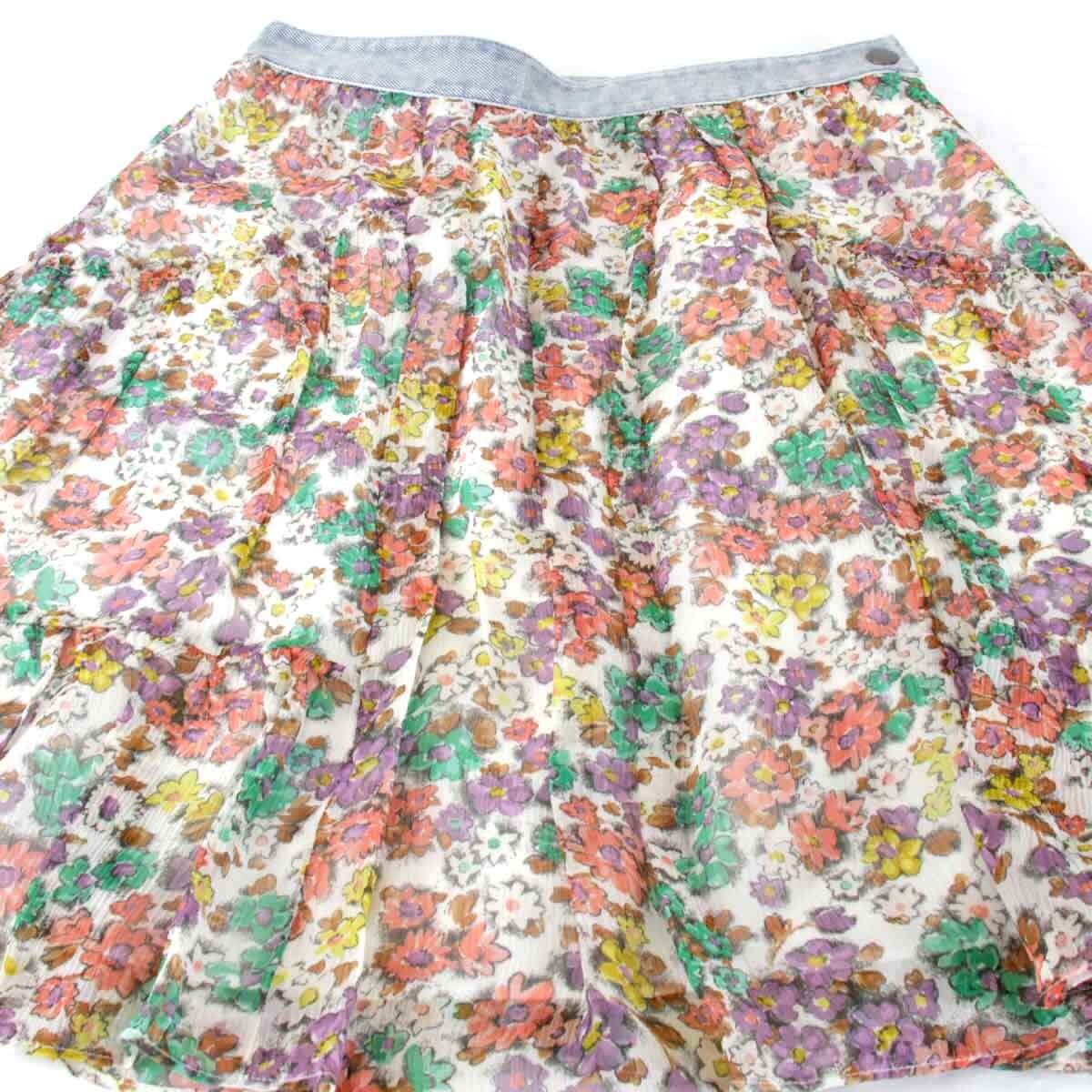 美品『USED』 COACH コーチ デニム/花柄スカート スカート マルチカラー シルク/ポリエステル /コットン