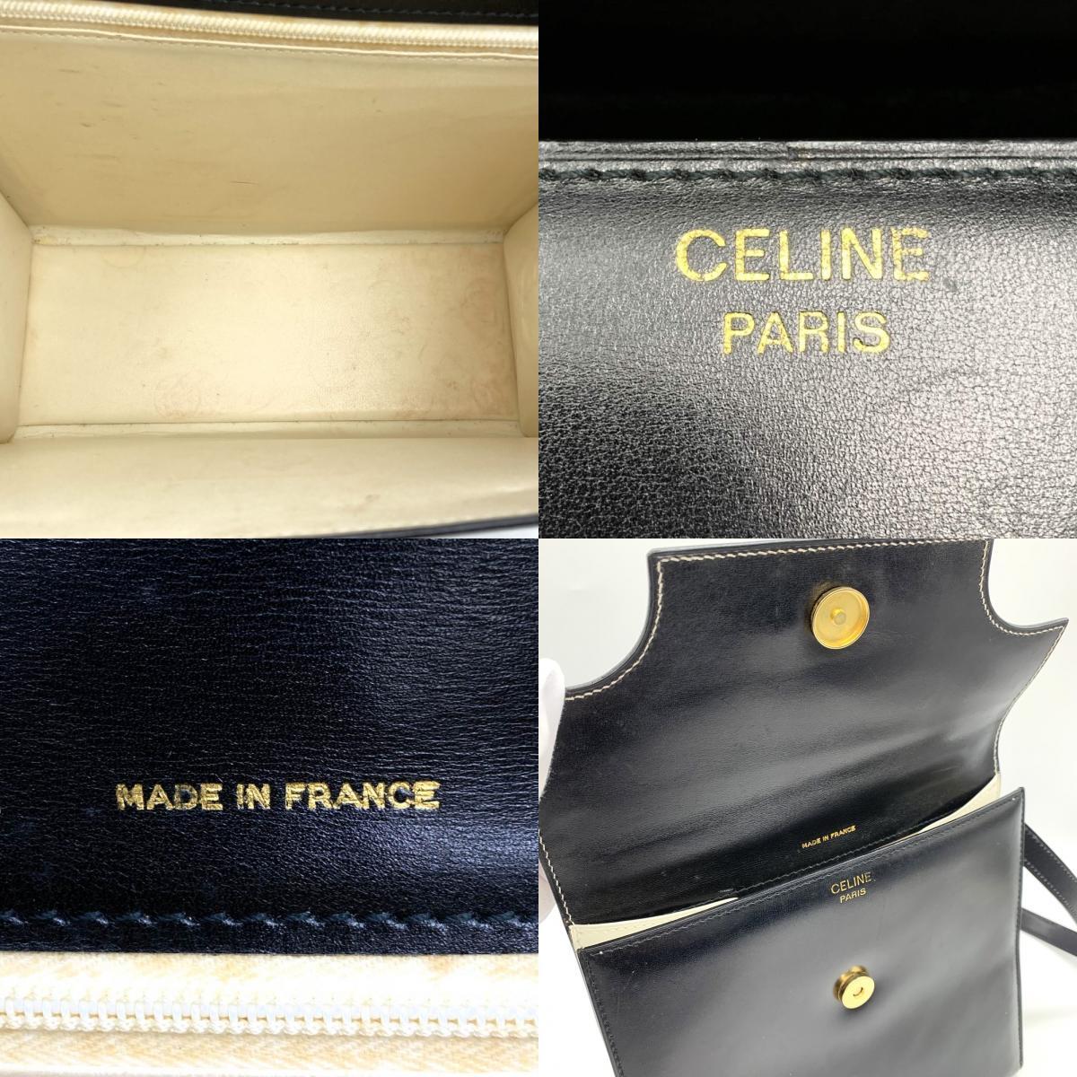 CELINE Celine 2WAY ручная сумочка сумка на плечо Circle Logo кожа bai цвет белый × черный женский мода 