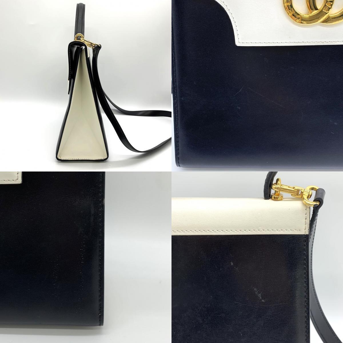 CELINE Celine 2WAY ручная сумочка сумка на плечо Circle Logo кожа bai цвет белый × черный женский мода 