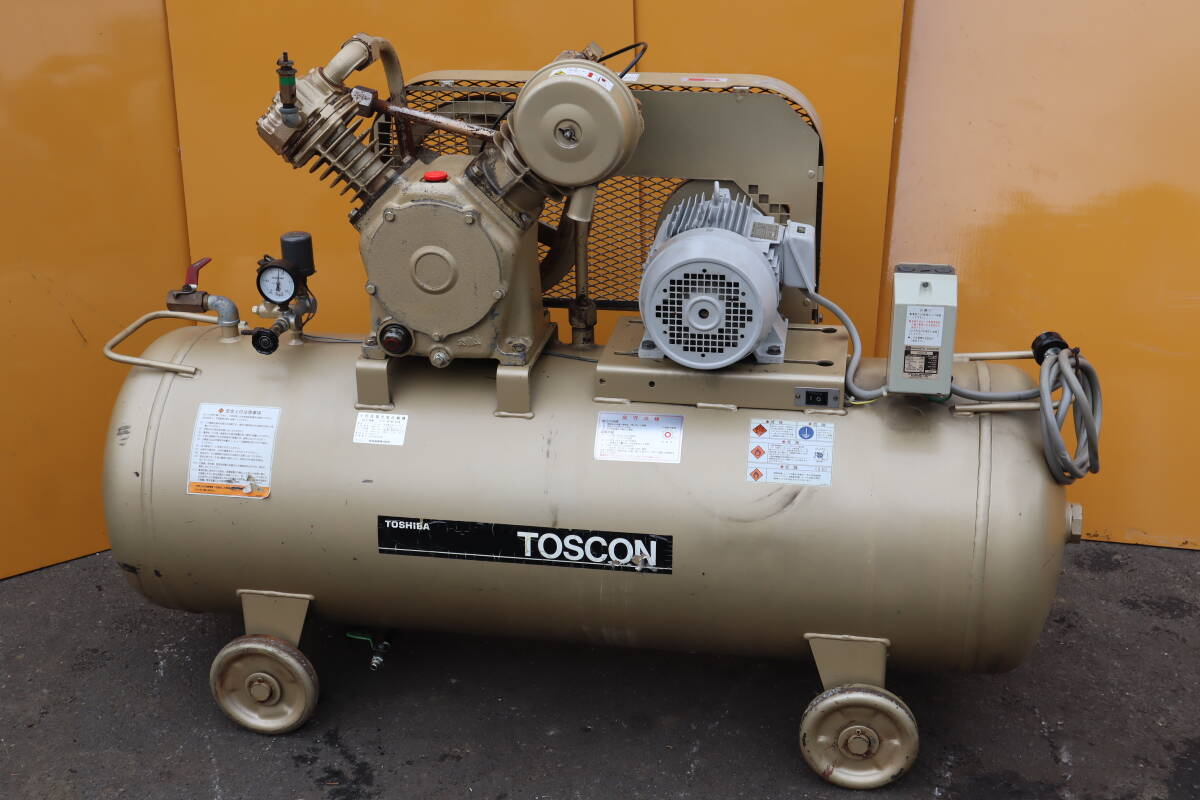 東芝エアーコンプレッサー　SP145-37T9 　3.7kW(5馬力）三相200V　タンク260L　動作確認済　即決価格