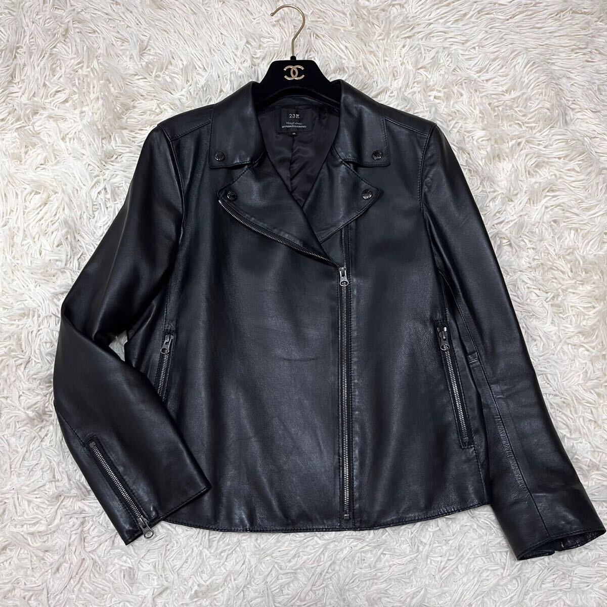 23区 - 美品 23区 小さいサイズ 羊革 ステッチ レザージャケット