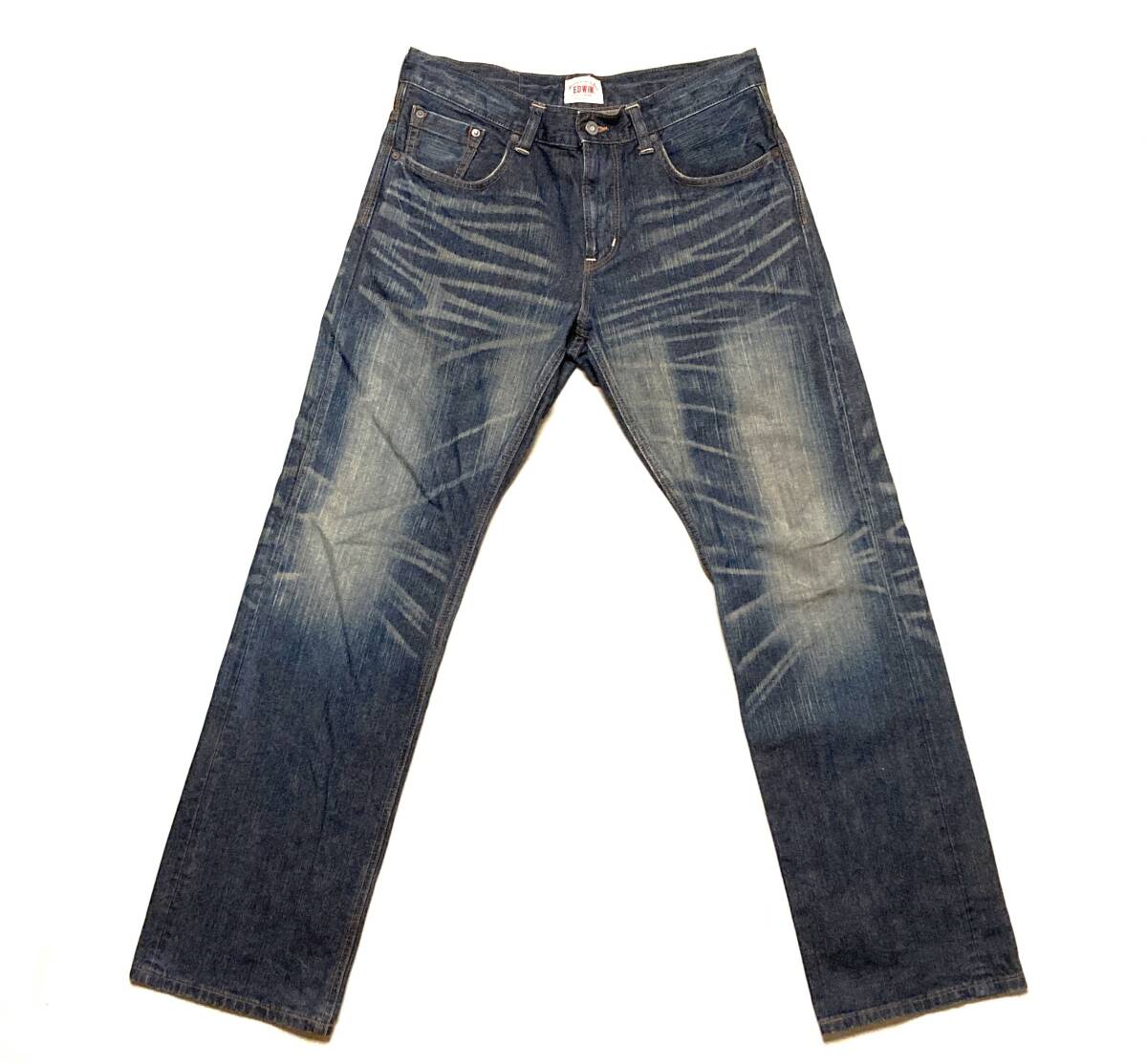 送料900円EDWINエドウィン Exclusive Vintageめちゃくちゃかっこいい ヒゲハチノスゆったりストレートジーンズ404XVメンズ33インチ88cm 