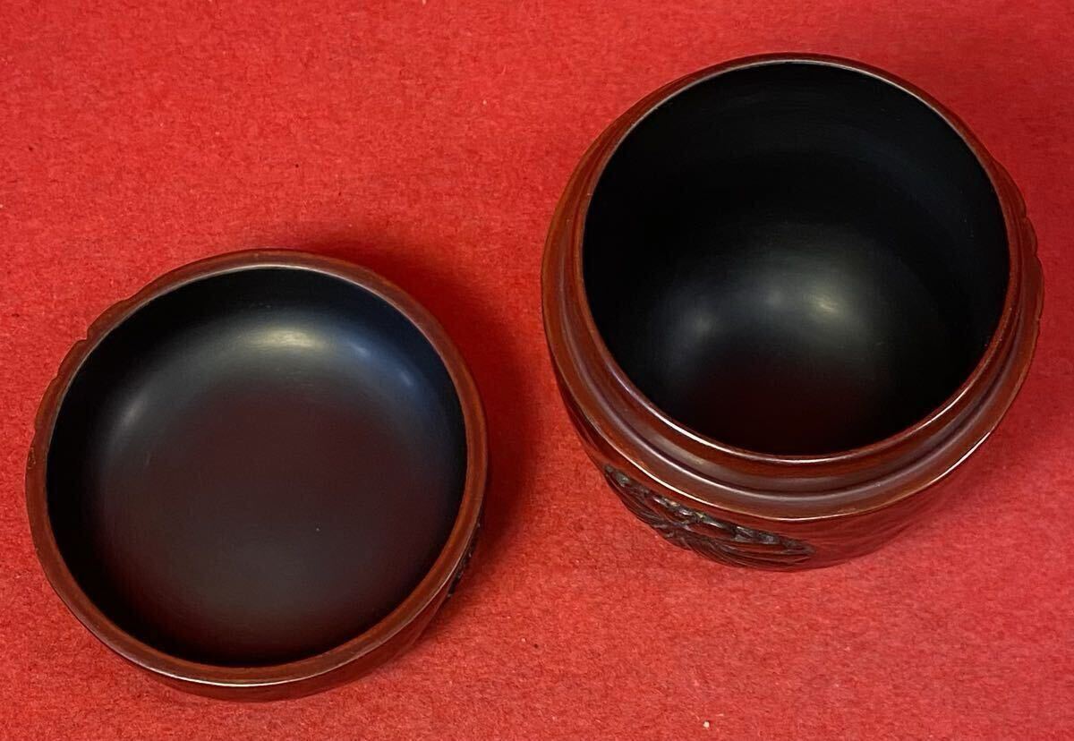 茶道具 『鎌倉彫 棗 「八勝堂」造』共箱 漆芸 茶器 中棗 茶入