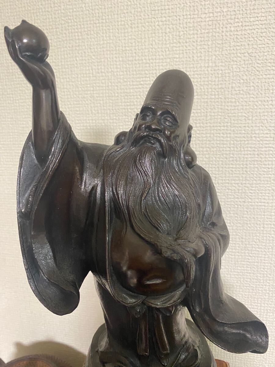 銅製福祿壽 置物高村泰正 彫刻 在銘 金属工芸 保管品 銅製福祿壽 置物高村泰正 彫刻 在銘 金属工芸保管品(壷 骨董 素焼)