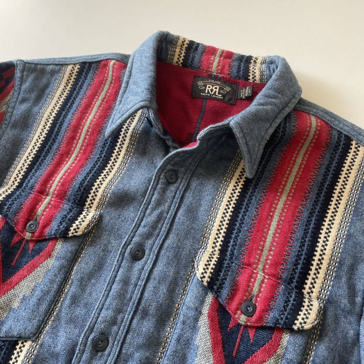 名作】RRL “Indigo Jacquard Over Shirt” L インディゴ 名作】RRL “Indigo Jacquard Over Shirt” L インディゴ