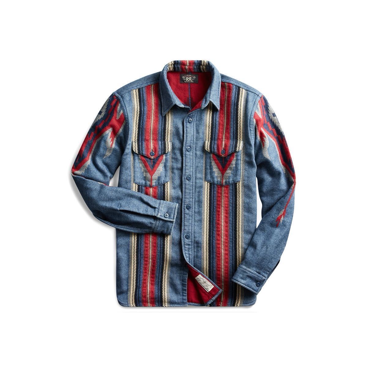 名作】RRL “Indigo Jacquard Over Shirt” L インディゴ 名作】RRL “Indigo Jacquard Over Shirt” L インディゴ