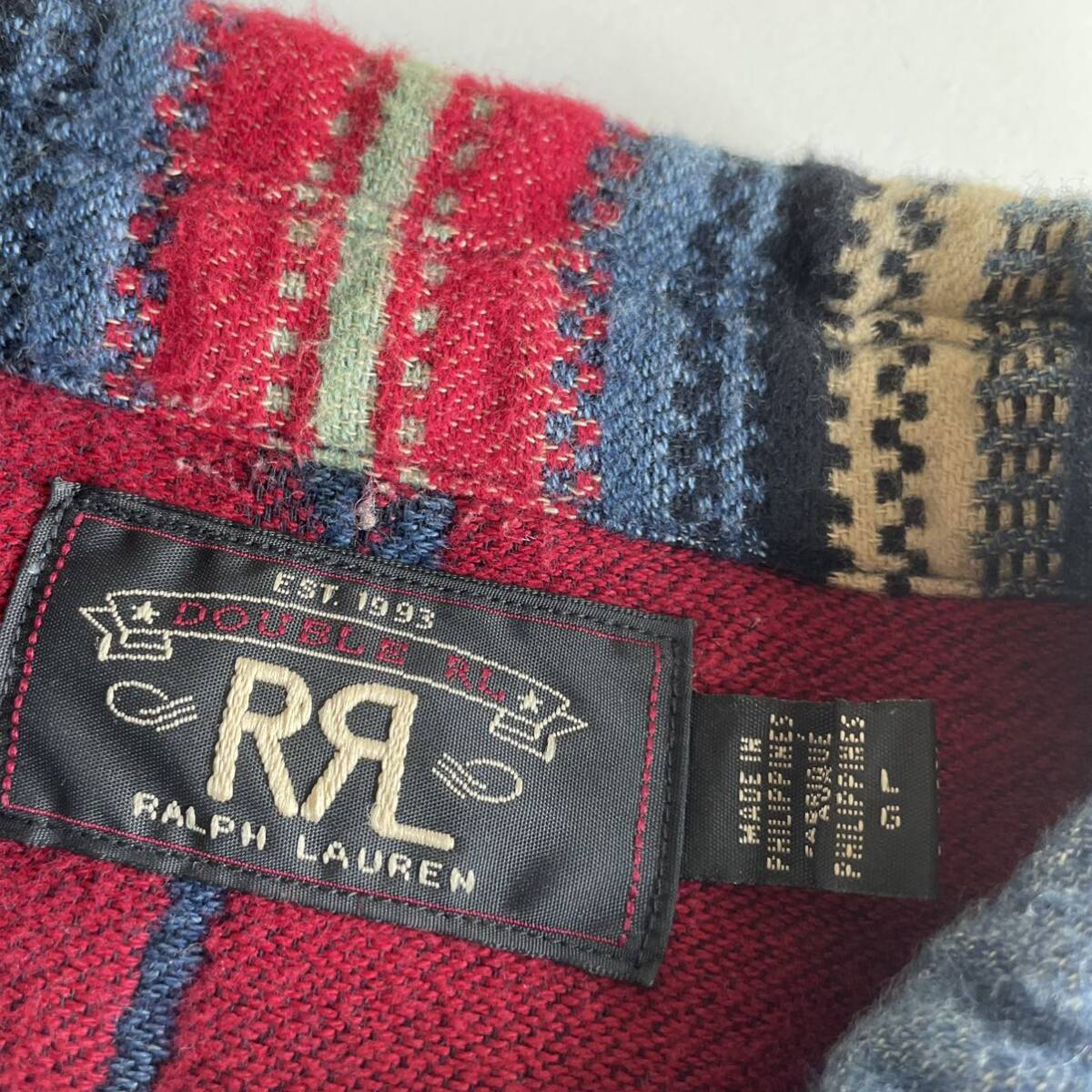 名作】RRL “Indigo Jacquard Over Shirt” L インディゴ 名作】RRL “Indigo Jacquard Over Shirt” L インディゴ