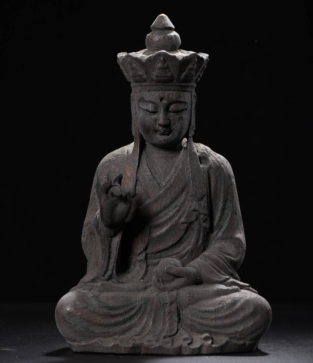 逆輸入 旧蔵 仏教古 沈香木『地蔵王菩薩』造像 清代 古木彫りの仏像 木工、竹工芸