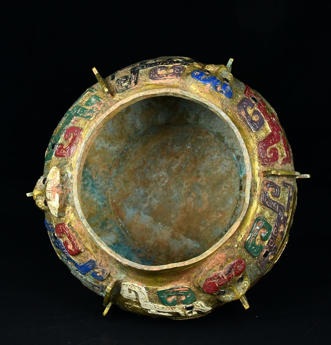 青銅器 中国戦国時代 青銅琉金彩繪罍 時代物 中國古美術 極細工 青銅器 中国戦国時代 青銅琉金彩繪罍 時代物 中國古美術 極細工